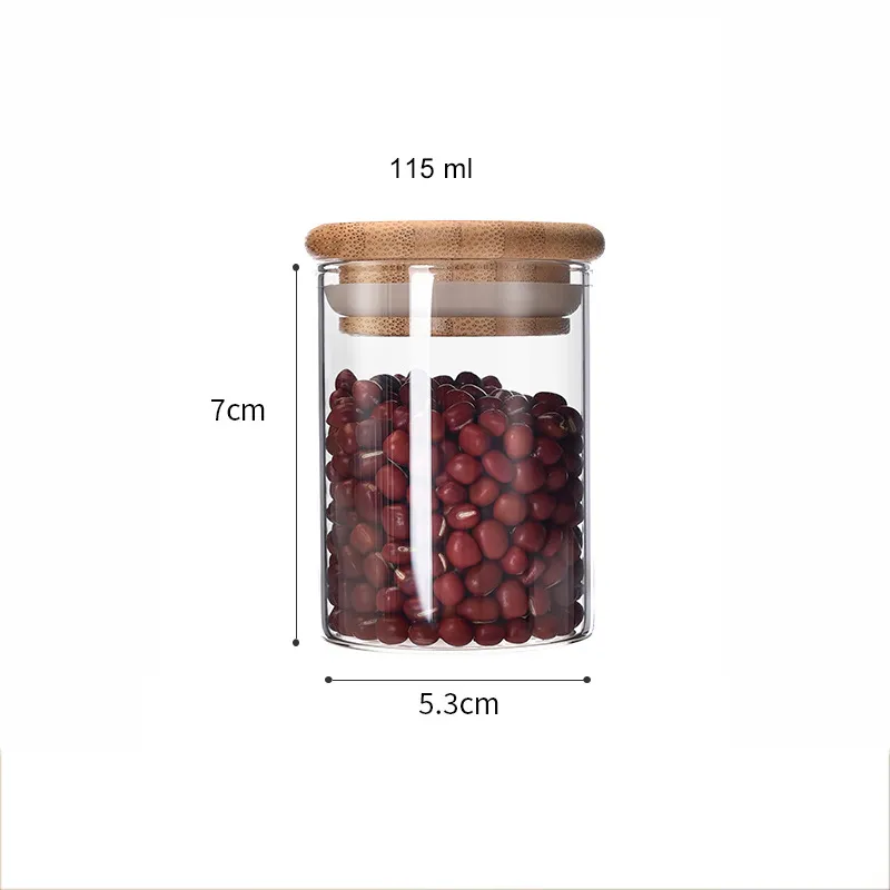 Venta al por mayor 100ml 150ml 240ml Tarro de especias de vidrio Estante de especias para cocina