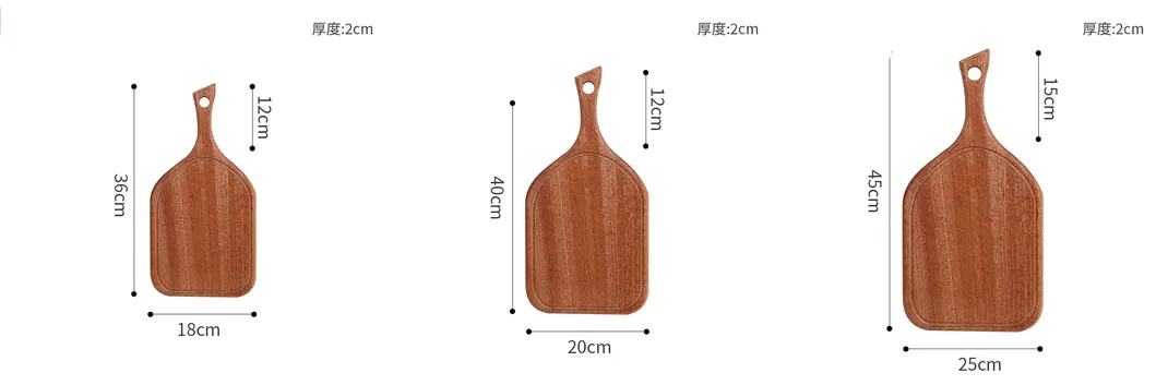 Juego de 3 tablas de cortar de madera orgánica personalizadas para uso doméstico