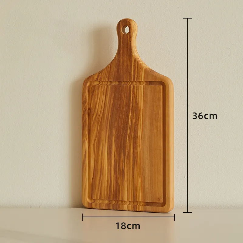 Diseños de cocina personalizados Bandeja de madera de olivo, tabla de quesos con asa