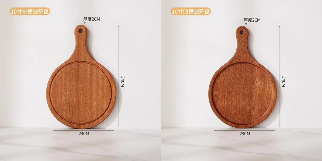 Venta al por mayor Tabla para servir pizza de madera de ébano de forma redonda