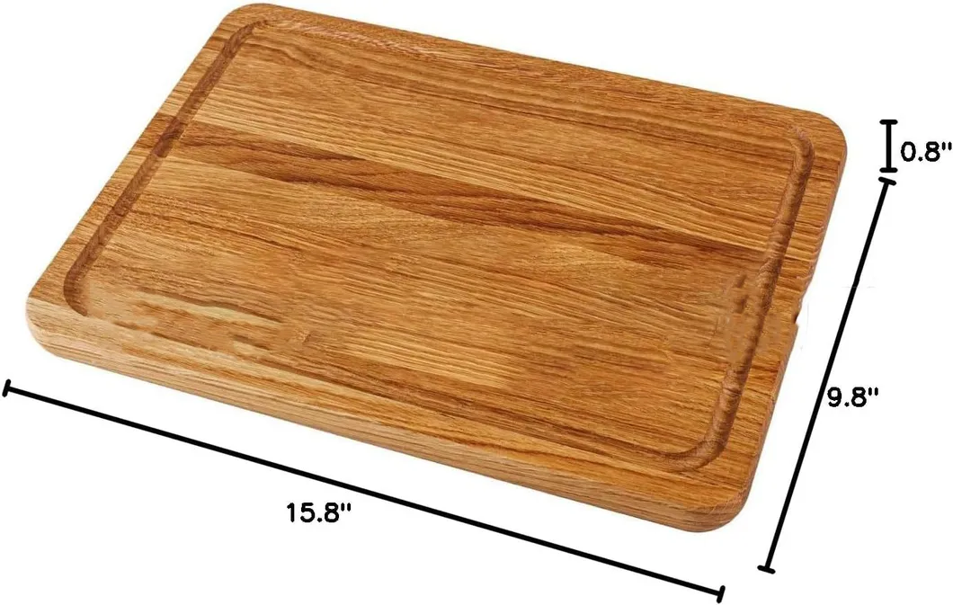 Tabla de cortar de madera de roble rectangular org&aacute;nica para cocina