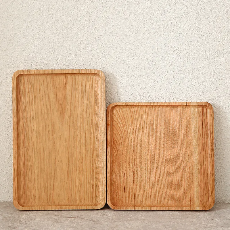 Bandeja de madera de roble cuadrada y rectangular personalizada para uso dom&eacute;stico 
