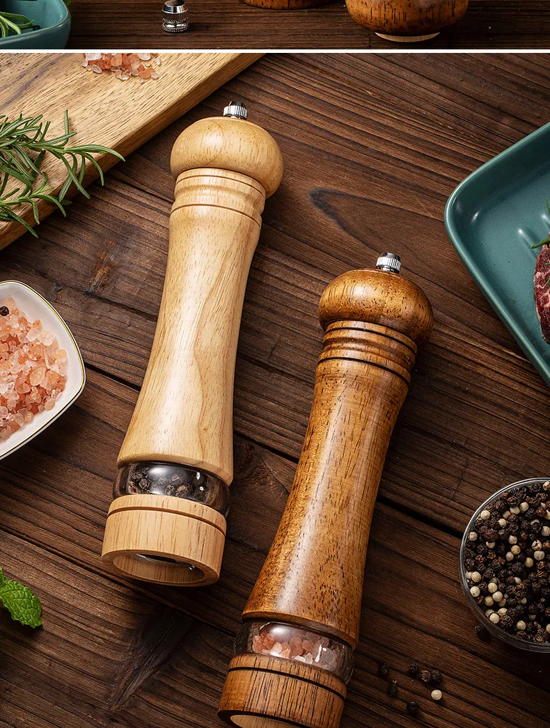 Molinillo manual de madera vers&aacute;til para cocina, perfecto para pimienta negra, sal marina y pimienta en polvo