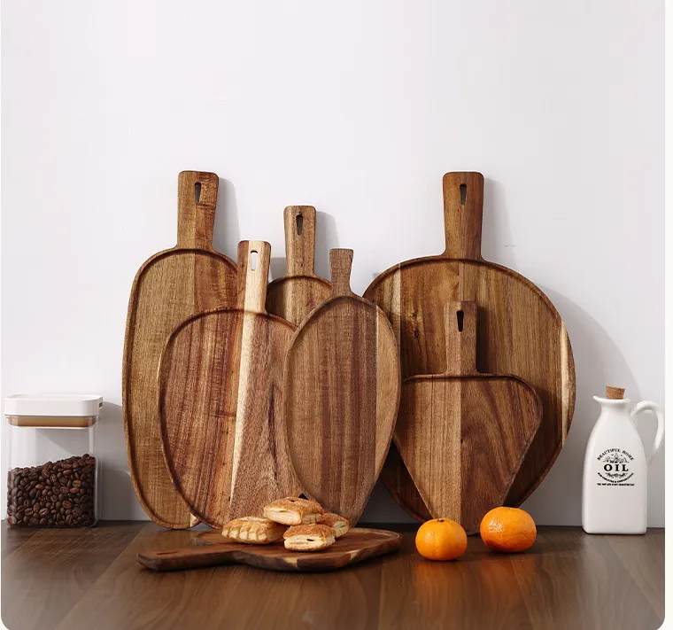 Plato para servir de madera de acacia con forma de hongo