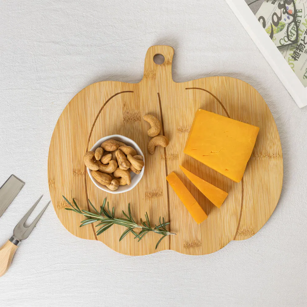 Tabla para servir de bambú con forma de calabaza, tabla para cortar para queso/aperitivo