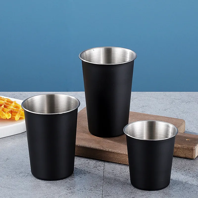 Taza de cerveza de acero inoxidable de 200-700 ml, taza para beber para fiesta de acampada, café y whisky