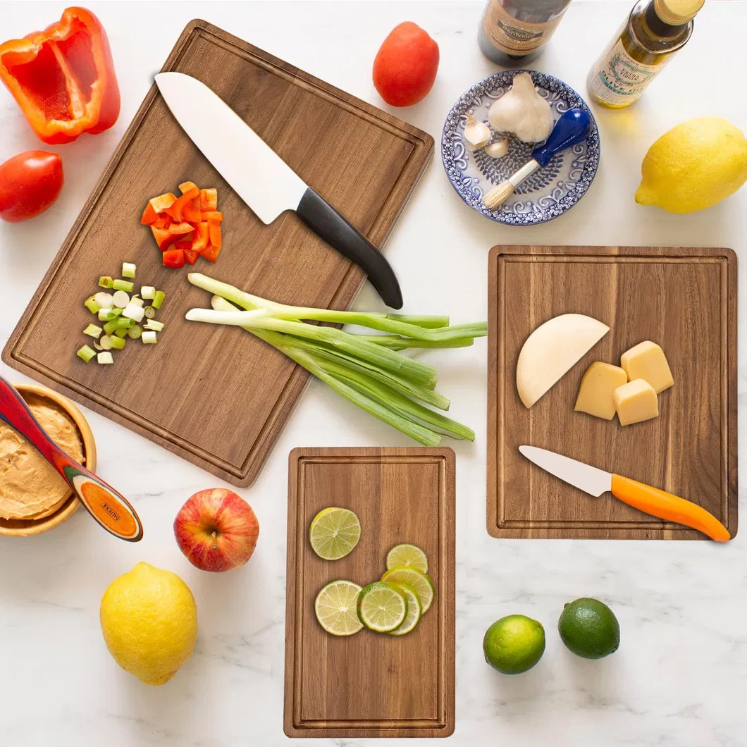 Juego de bloques de cocina rectangulares de madera de acacia con soporte