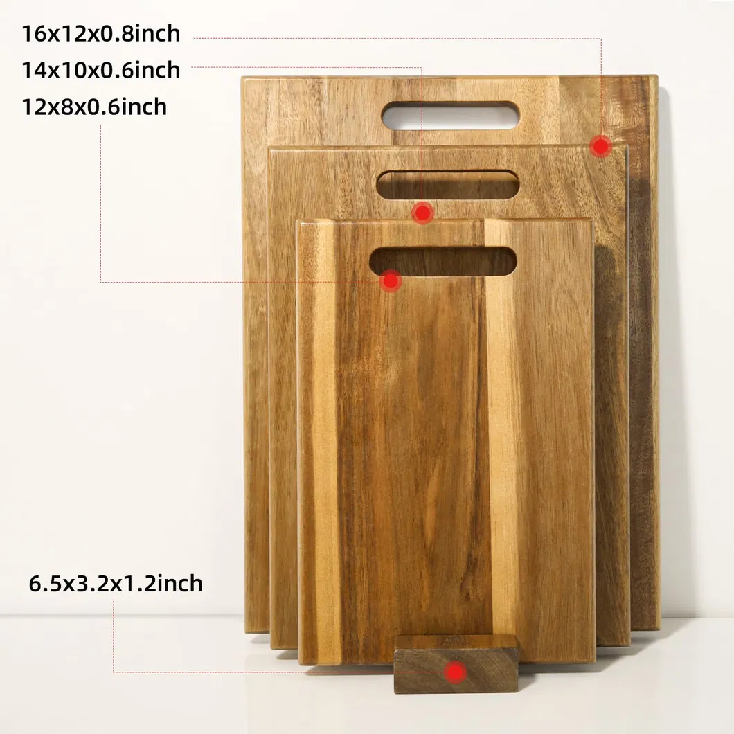 vendedor caliente de la tabla de cortar de madera de Acacia de 3 con soporte