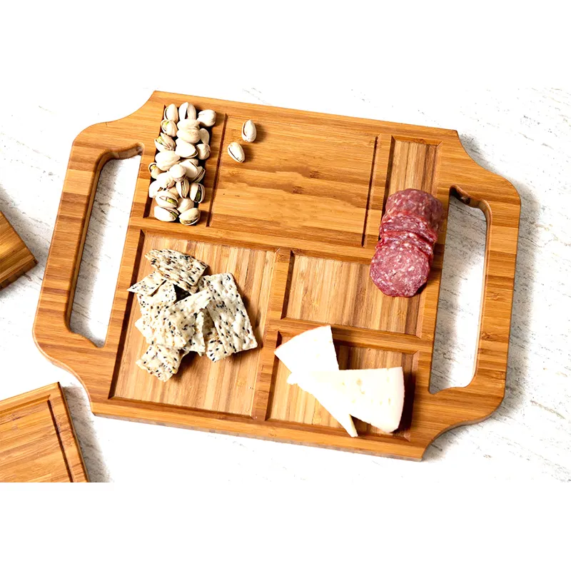 Classic Cuisine Bandeja de bamb&uacute; para servir quesos, tabla de quesos para carne de res/bocadillos 