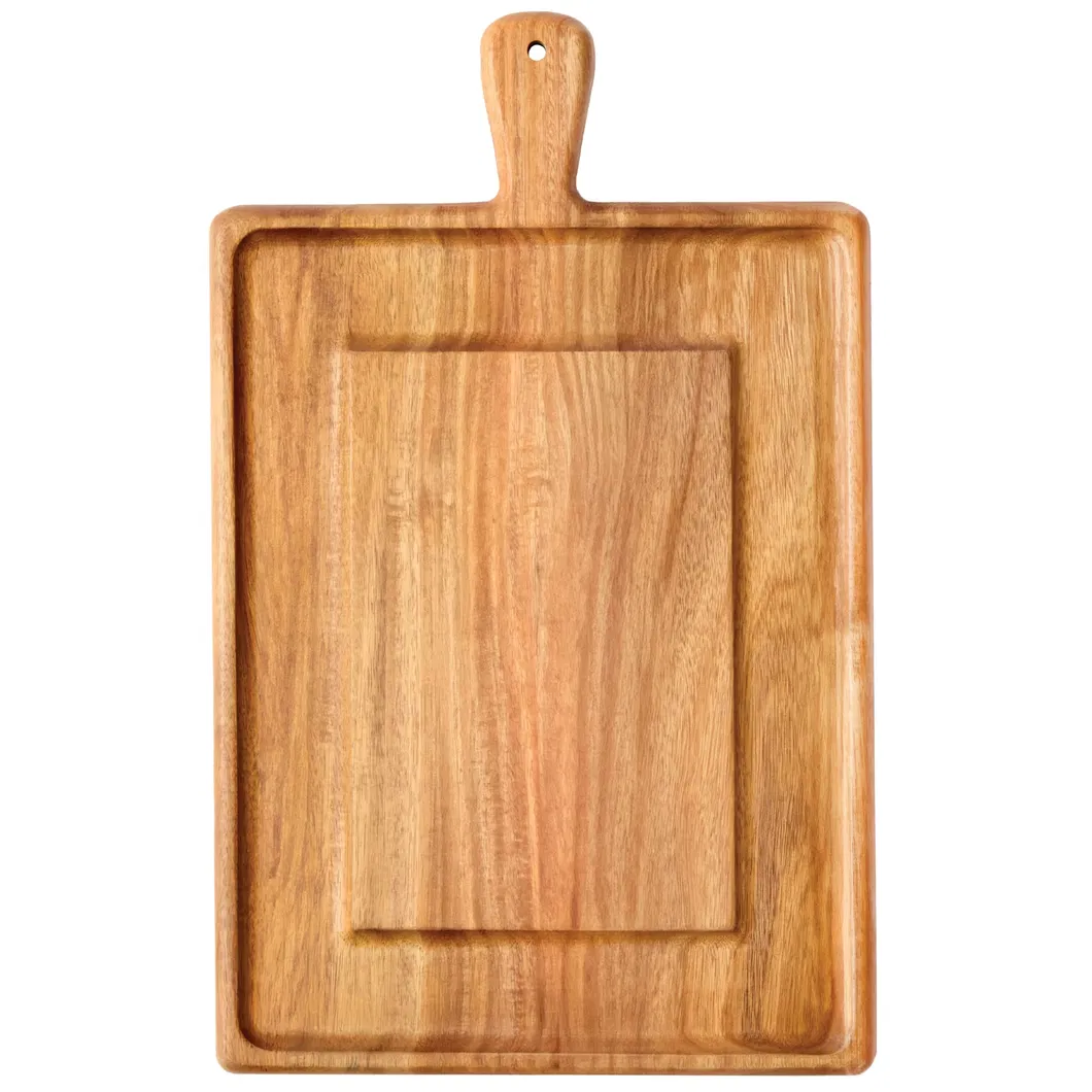 Tabla rectangular para quesos de madera de acacia Tabla para embutidos con mango