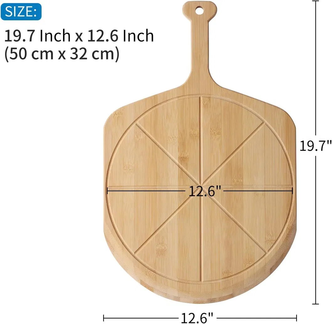 Tabla de cortar de la pizza de bamb&uacute; elegante ligera de la bandeja de la pizza de la c&aacute;scara de la pizza de 21X14 pulgadas 