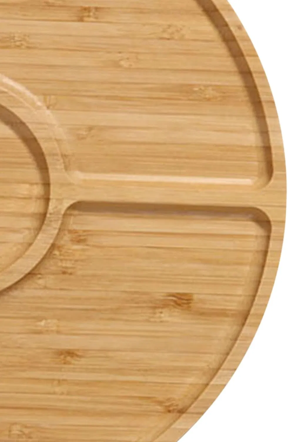 8 pulgadas 4 platos de servir de bamb&uacute; multiusos divididos para comedor/mesa de centro/embutidos 