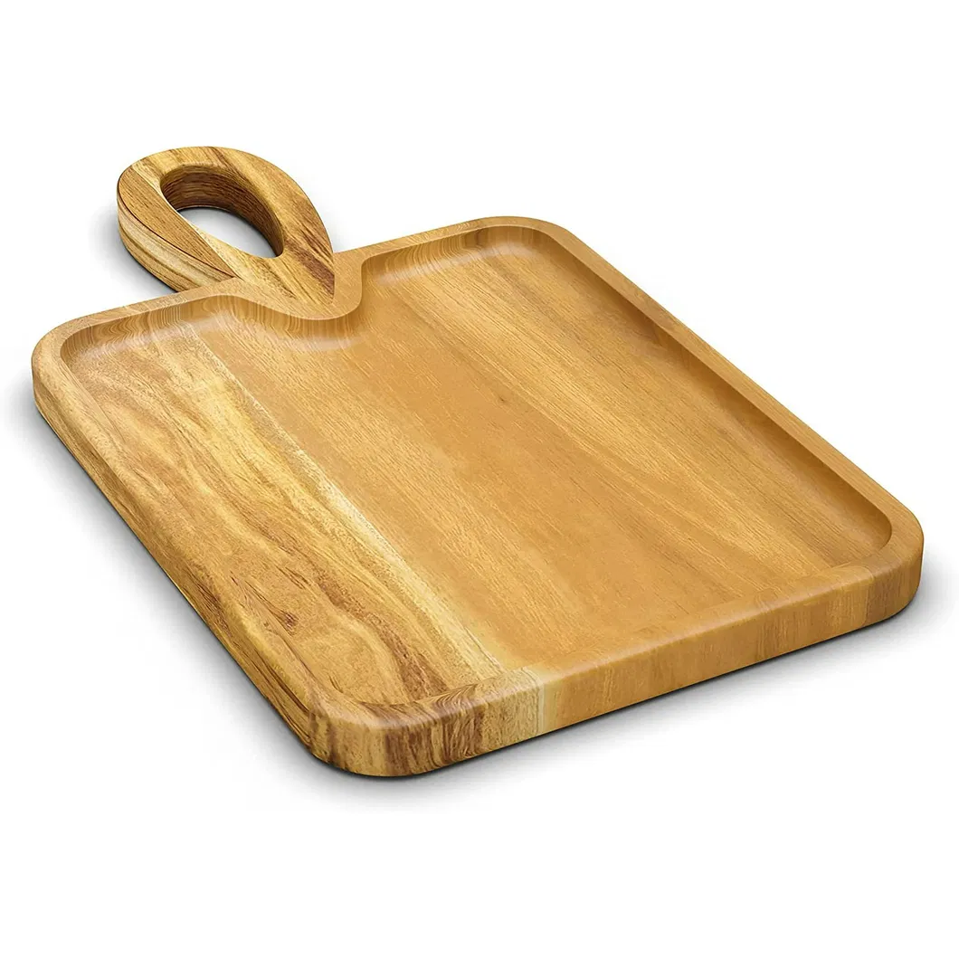 Tabla rectangular para charcutería de madera de acacia Tabla para cortar con mango