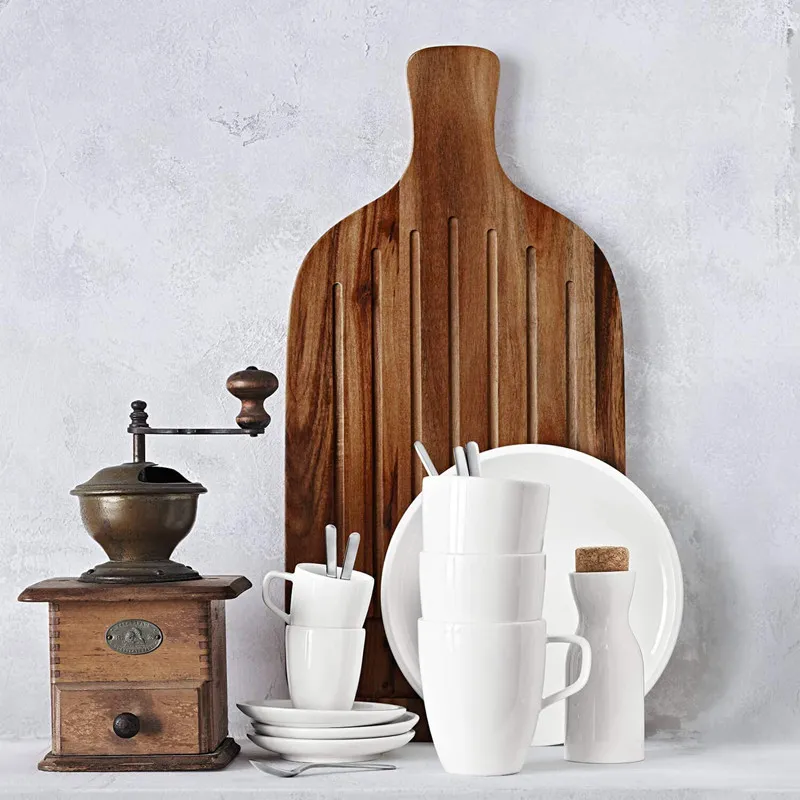Tabla para cortar pan larga de madera de acacia Tabla para embutidos con mango 