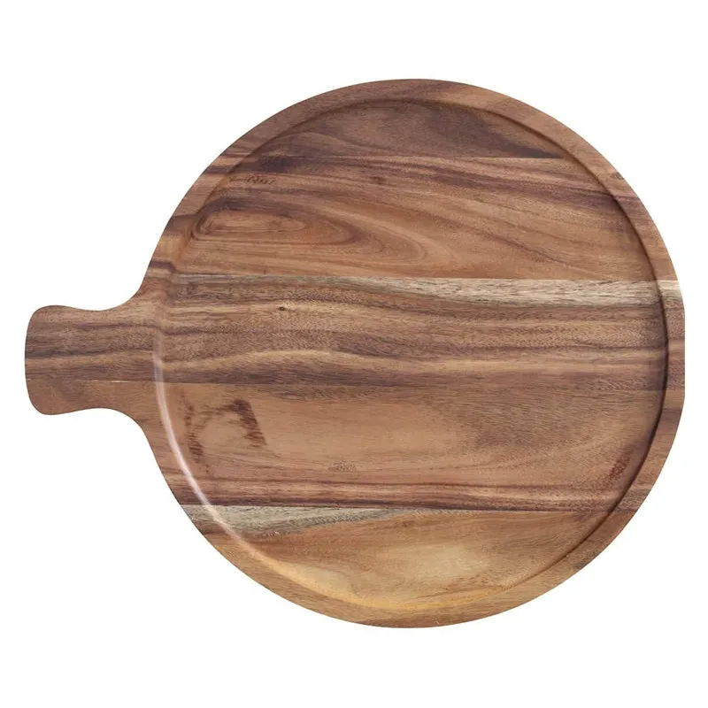 redondo de madera de acacia para servir, tablero de charcuter&iacute;a, tablero de beaf 