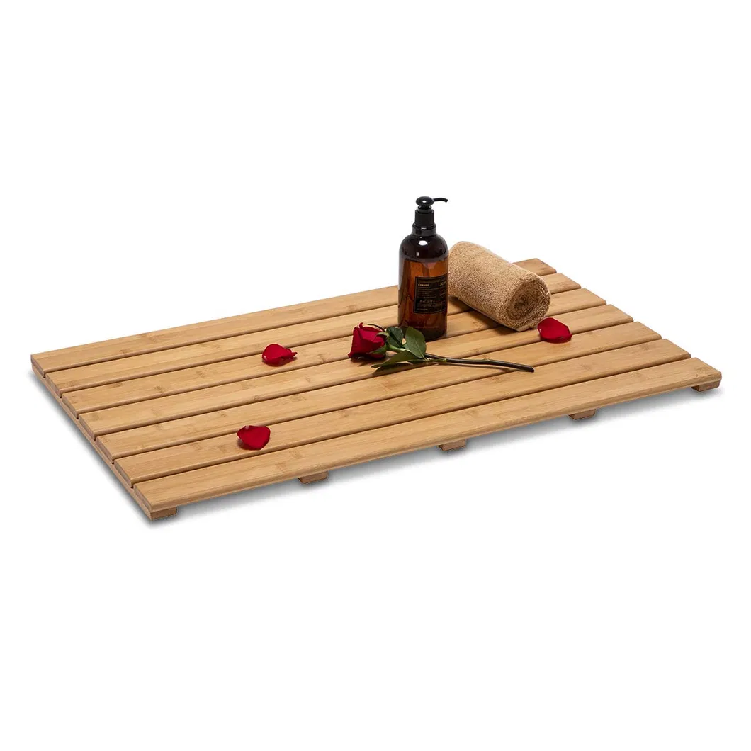 Alfombra de baño de ducha de SPA de bambú grande, resistente al agua,