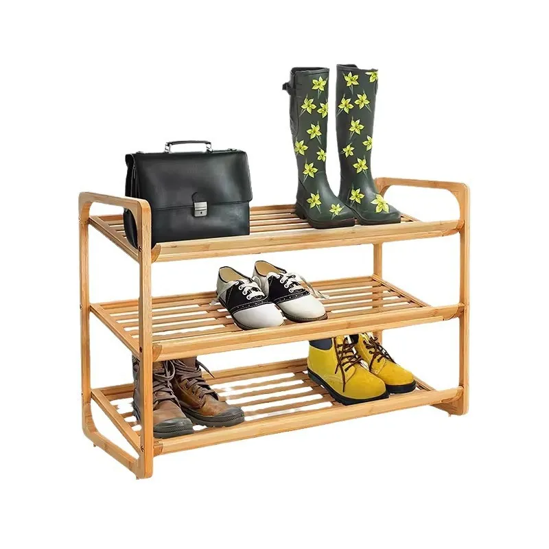 Estante organizador de bamb&uacute; para zapatos de 3 niveles para entrada 