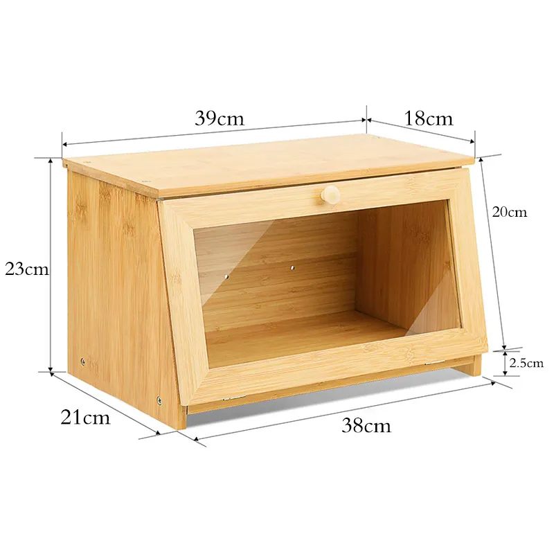 Contenedor de almacenamiento de pan de bamb&uacute; visible para cocina 