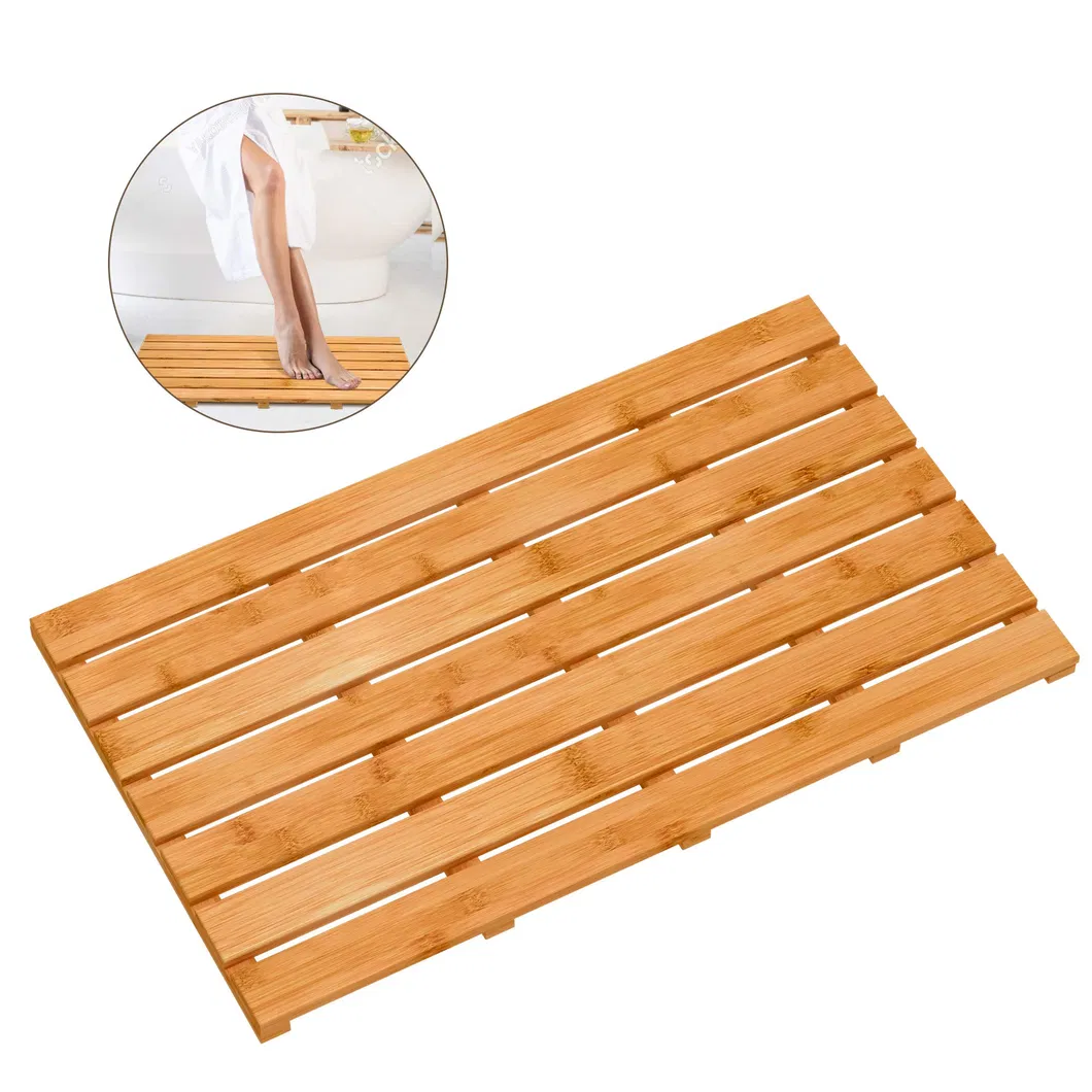 Alfombra de baño de bambú antideslizante, resistente y gruesa para ducha de lujo