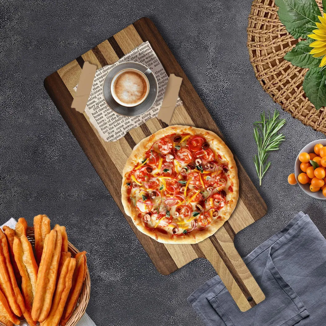 premium Tabla de servicio de grano de madera de acacia con forma de paleta premium
