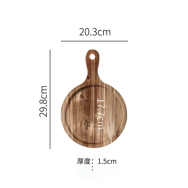 Bandeja para servir quesos y embutidos de madera de acacia redonda personalizada funcional con asa Bulkbuy Bandeja para servir quesos 