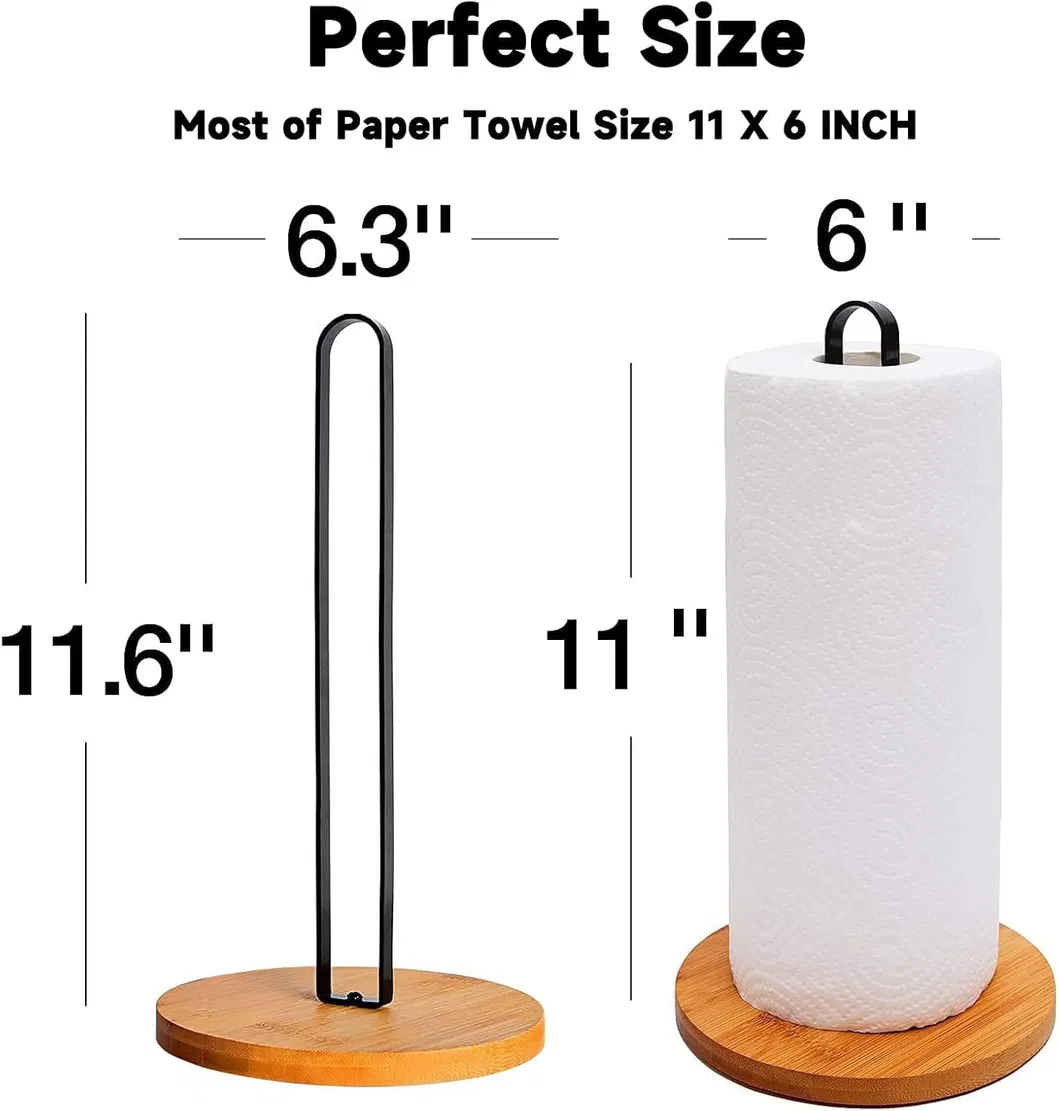 de papel de madera de bamb&uacute; independiente, soporte para toallas de cocina, encimera Soporte para toallas 