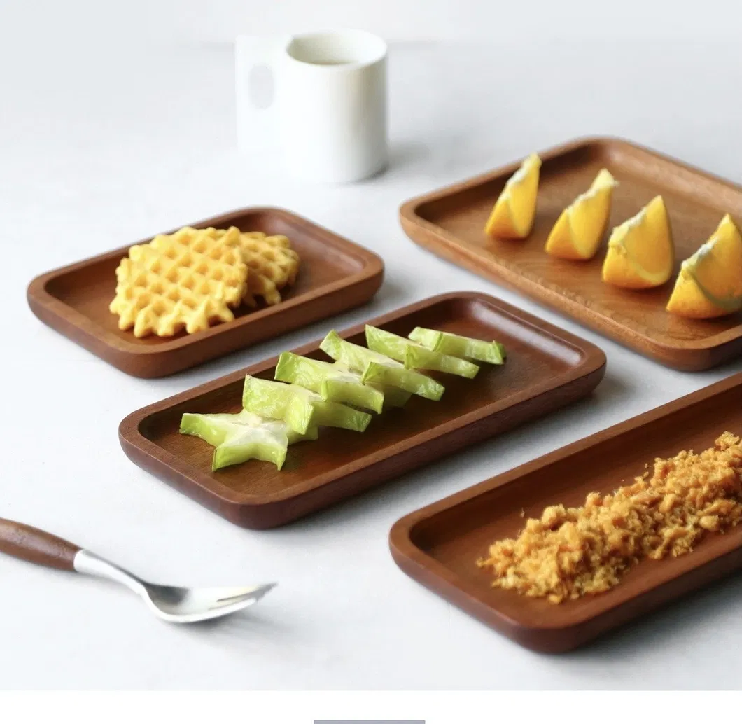 Bandeja rectangular decorativa de madera para servir, plato de t&eacute;, bandeja de 