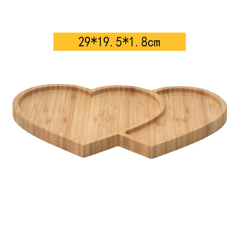Plato largo de bamb&uacute; de frutos secos en forma de coraz&oacute;n de 4 secciones para acampar Plato 