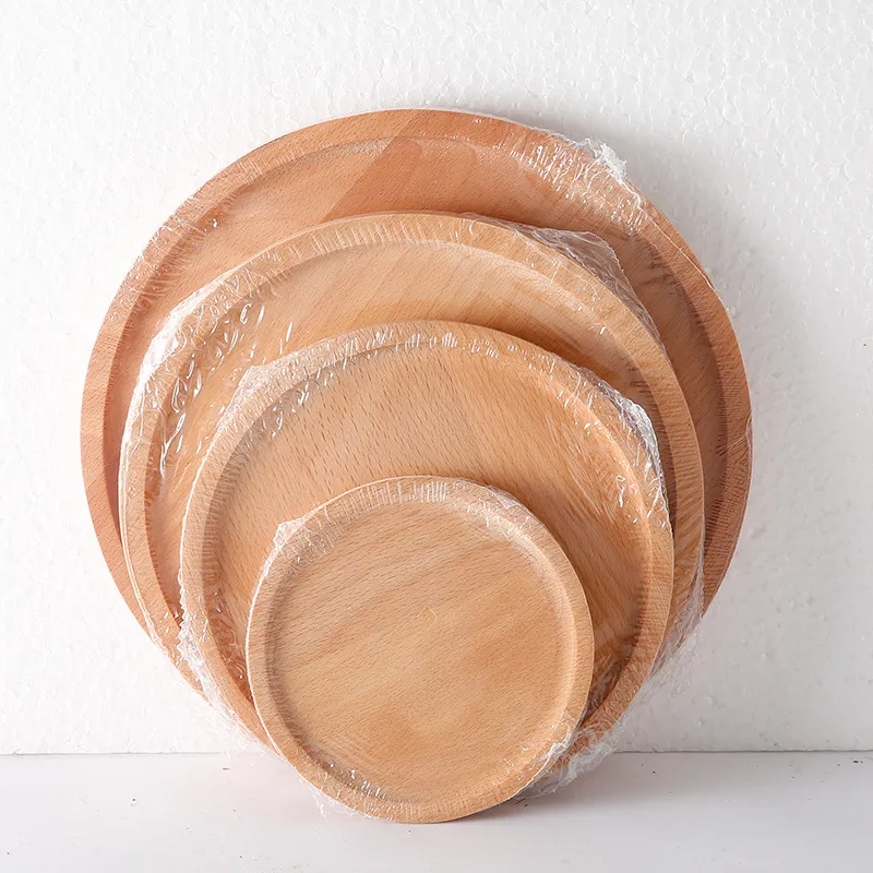 Juego de platos de postre y cena de madera de haya redondos decorativos resistentes Juego 