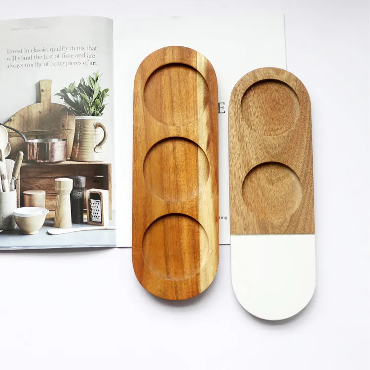Tabla de quesos de madera de acacia y m&aacute;rmol negro Tabla de embutidos para cocina 