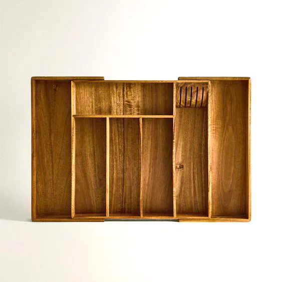 Organizador de cajones de cocina de acacia de lujo con 