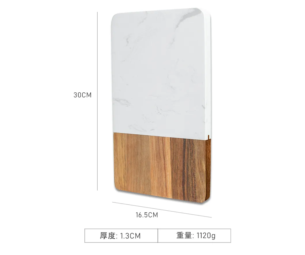 Tabla rectangular para servir de mármol y madera para bistec y fruta
