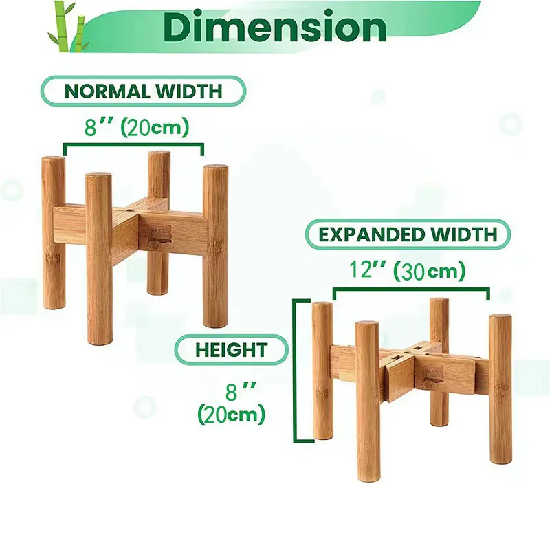 Soporte para plantas de interior de bambú ajustable de 8 - 12 pulgadas para sala de estar y balcón