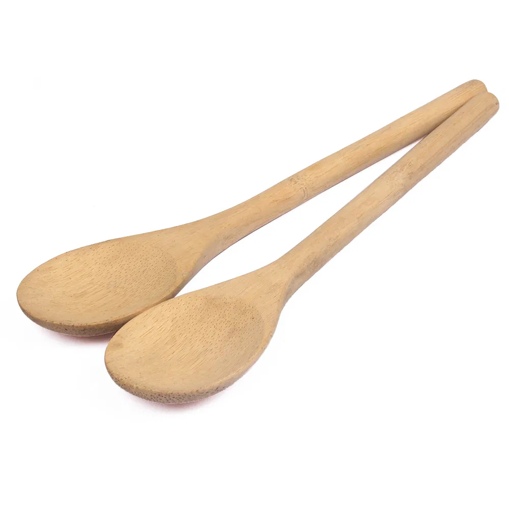Cuchara de cocina de madera de bamb&uacute; con mango redondo