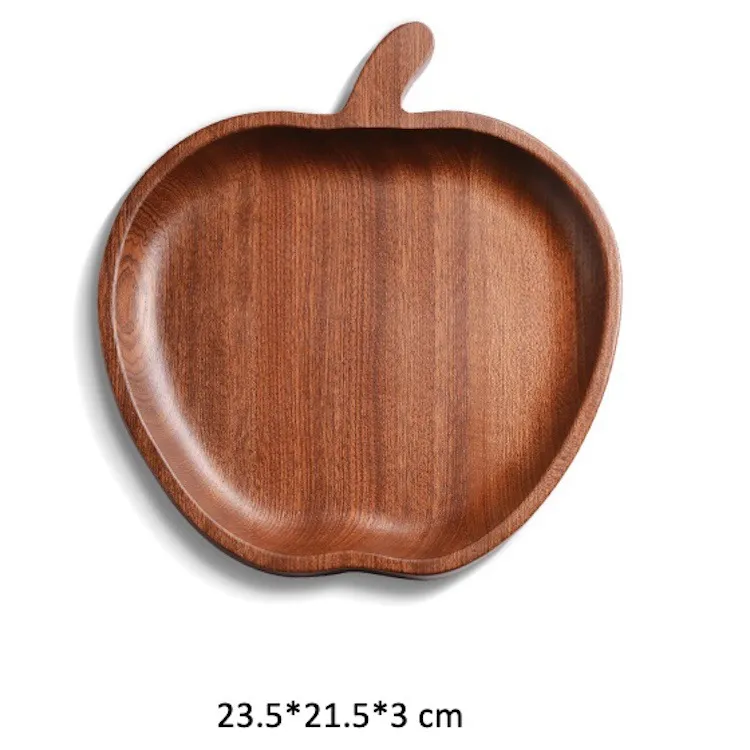 Bandeja para servir plato de comida de madera de &eacute;bano multiusos con 