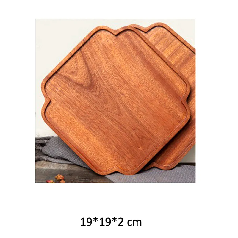 Venta al por mayor de platos y bandejas de madera maciza para frutas, té y pan
