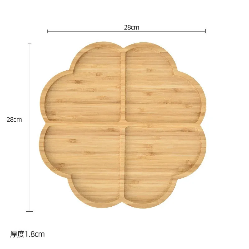 Plato dividido de bamb&uacute; en forma de coraz&oacute;n para ni&ntilde;os 