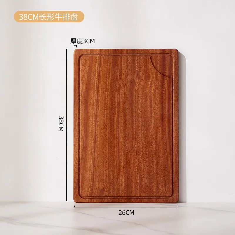 Juego de tablas de cortar rectangulares de madera de &eacute;bano con ranura para jugo