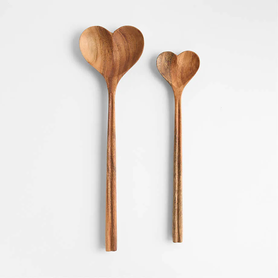 Juego de 2 cucharas para servir de madera de acacia en