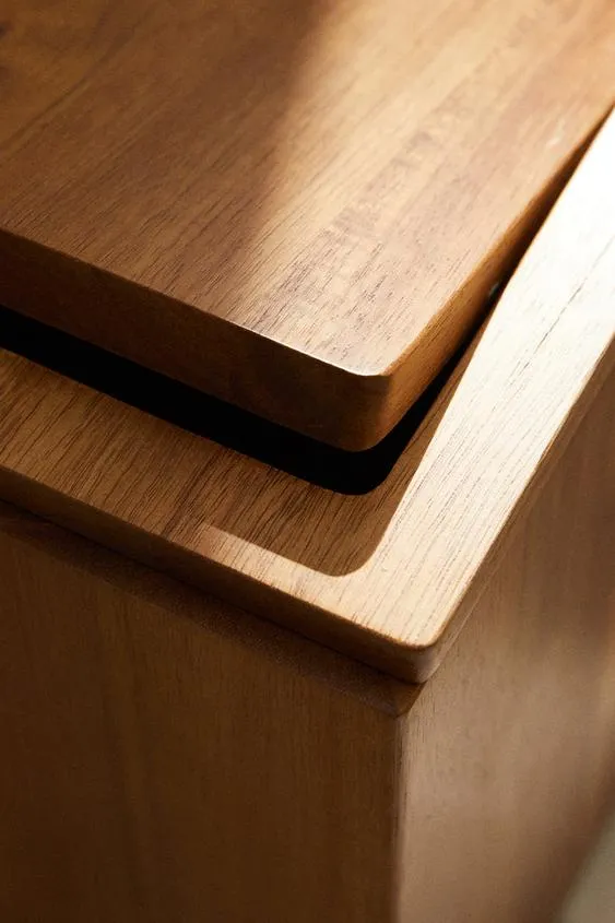 Caja de almacenamiento de madera de Acacia de lujo, cubo de basura de madera para el hogar 