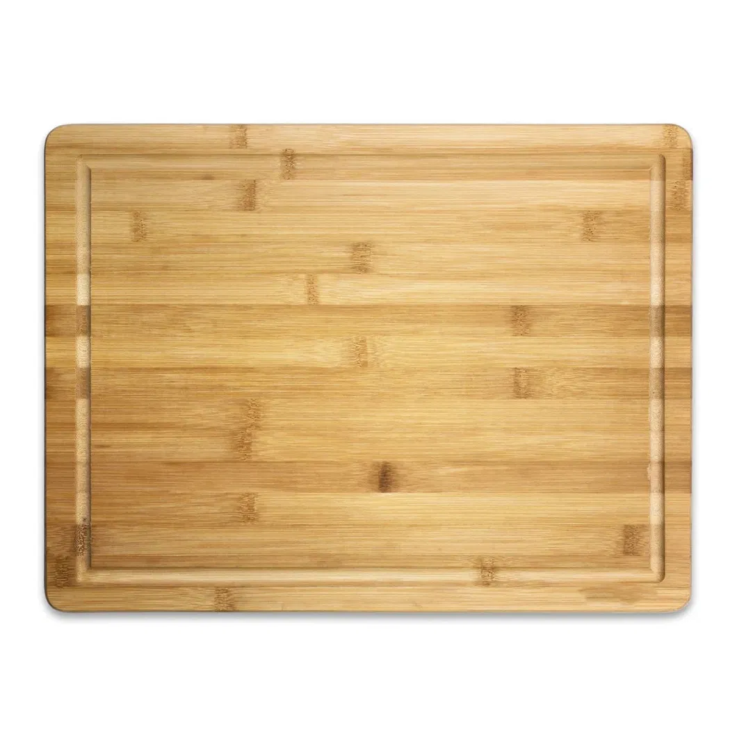 Tabla de cortar de bamb&uacute; grande premium con ranura para jugo y migas