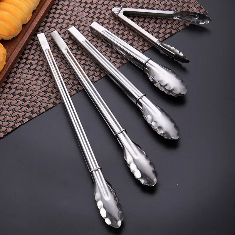pinzas multifuncionales para barbacoa de acero inoxidable, pinzas de cocina con clip para alimentos fritos, pinzas