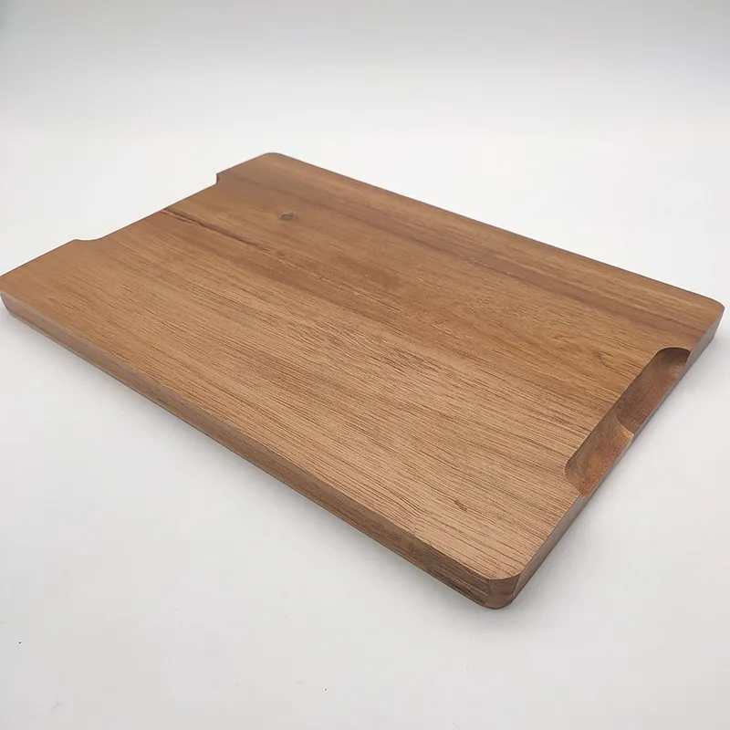 Plato rectangular de madera de acacia para servir, tabla de servir de pizarra para carne, postres y queso 