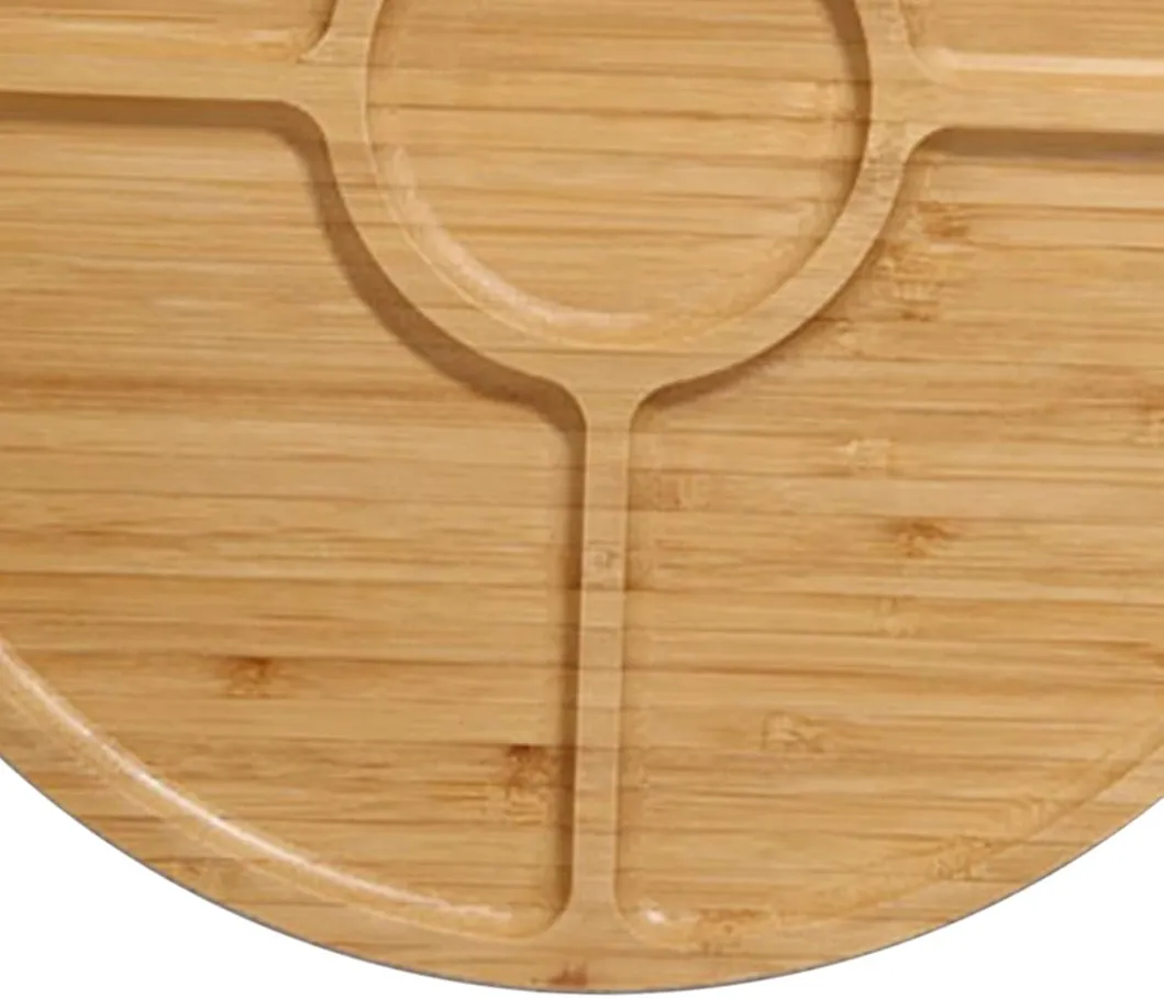 8 pulgadas 4 platos de servir de bamb&uacute; multiusos divididos para comedor/mesa de centro/embutidos 