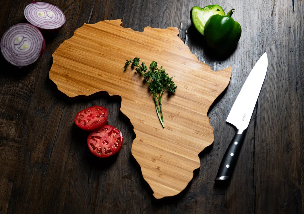 para servir y cortar de bamb&uacute; con forma de &Aacute;frica &uacute;nica para cocina 