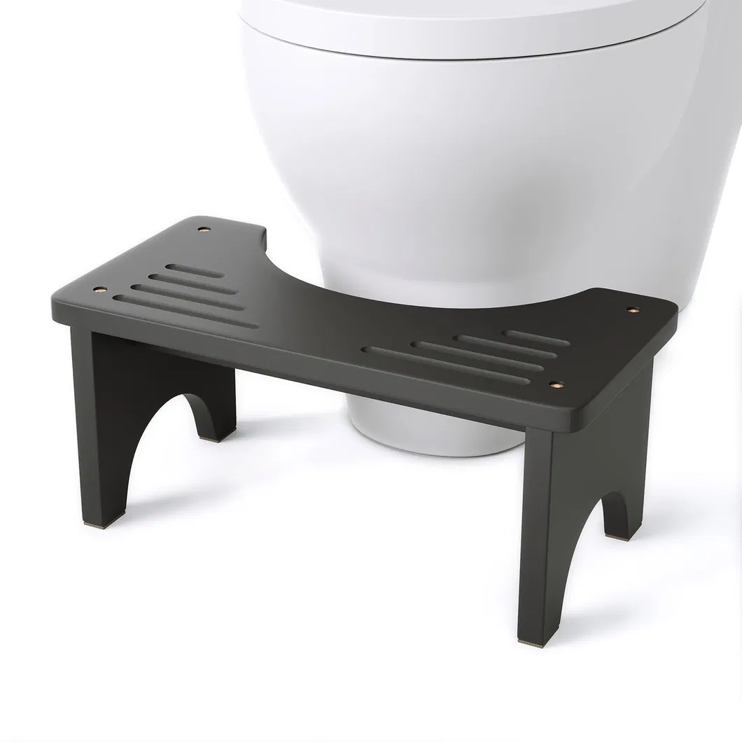 Altura duradera de color negro - Taburete para inodoro de bamb&uacute; que aumenta 