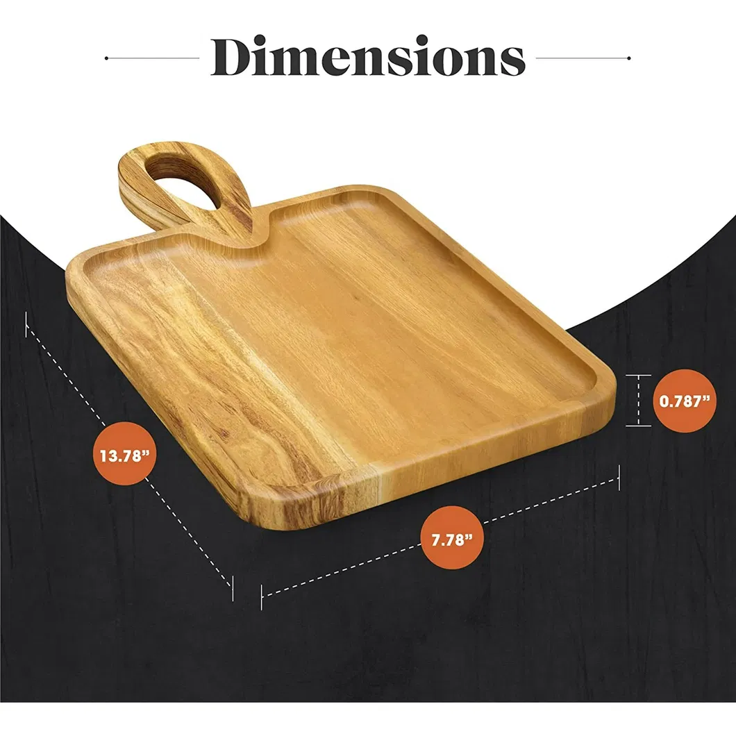 Tabla rectangular para charcutería de madera de acacia Tabla para cortar con mango