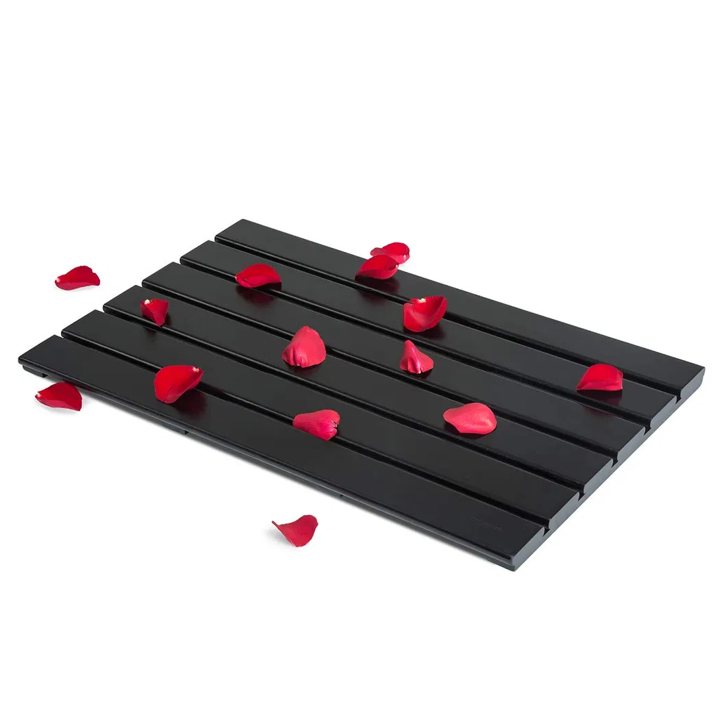 Alfombra grande de bamb&uacute; de color negro para ba&ntilde;o 