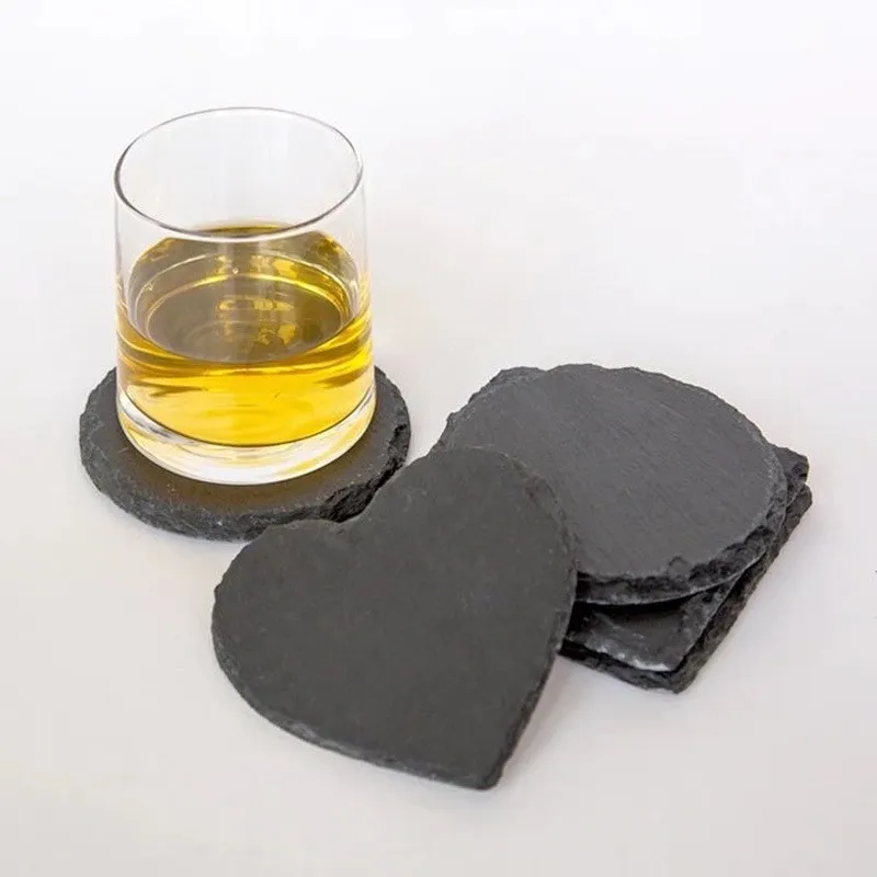 Posavasos de pizarra hexagonales resistentes al calor para café y té