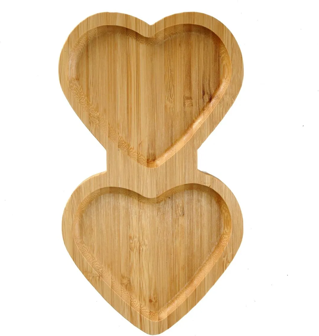 Fuente elegante de madera de bamb&uacute; con 2 divisiones en 
